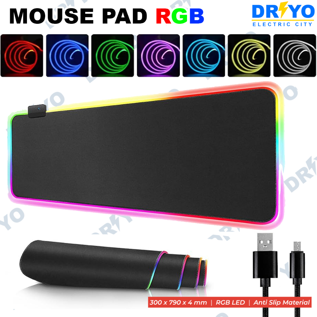Jual Mousepad Gaming LED RGB Glowing 300 x 780 mm Alas Mouse Laptop PC Mouse  Pad Gamer