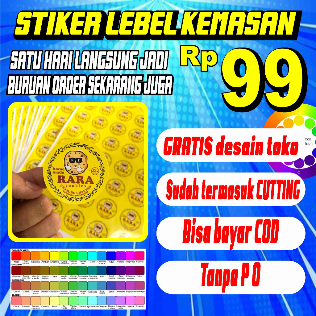 Jual Cetak Stiker Cromo Bulat Kotak Label Olshop Makanan Minuman Murah Sudah Cutting Sehari Jadi 3111