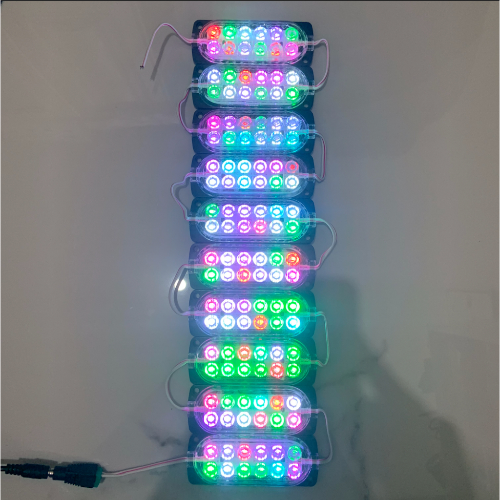 Jual led modul strobo 12 mata ultrasonic 24v RGB led kolong mobil truk