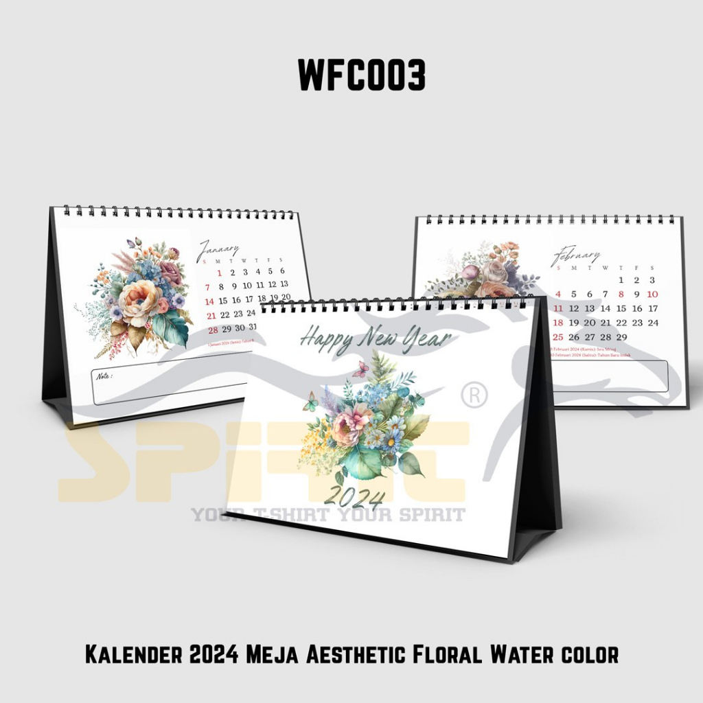 Jual Kalender Meja 2024 Kalender Aesthetic Motif Bunga Floral Kalender ...