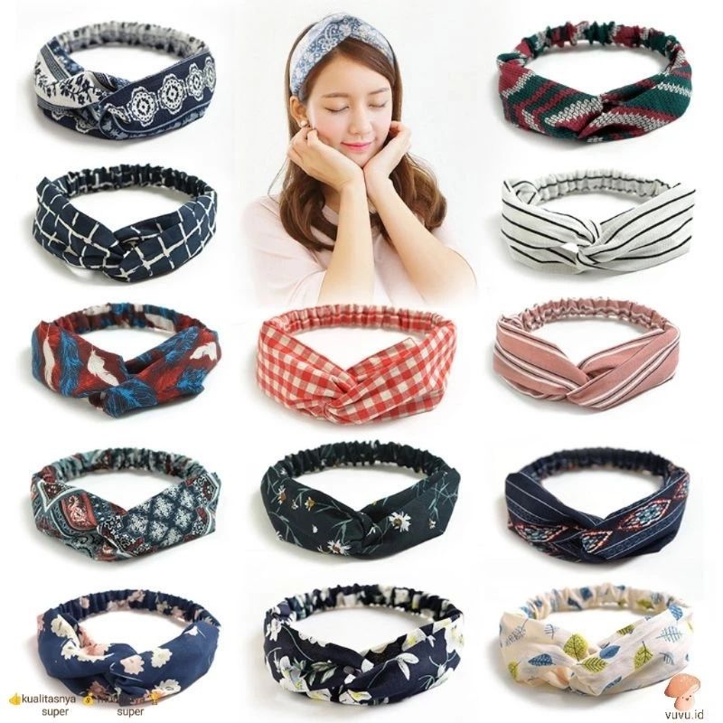 Jual Bando Kain Simpul Motif Bandana Ala Korea Shopee Indonesia 