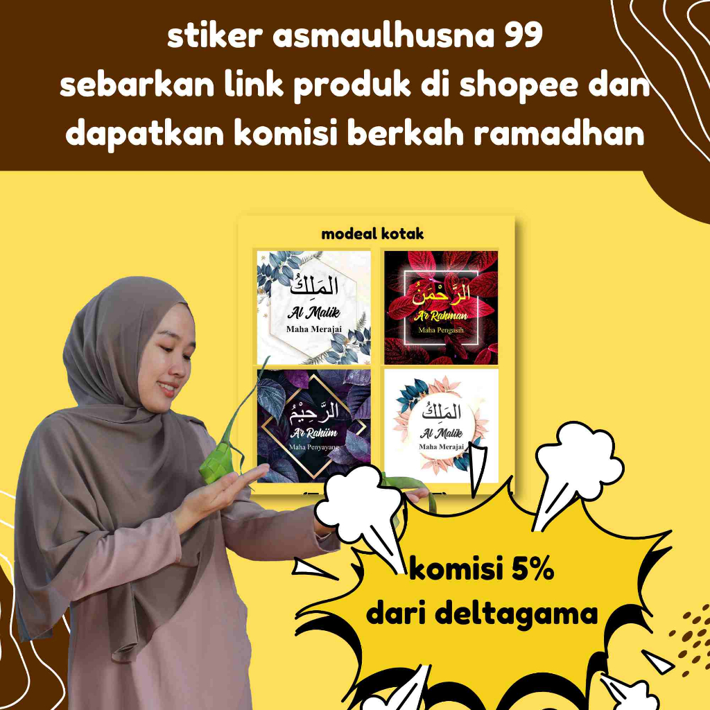 Jual ASMAUL HUSNA stiker FULL 99 custom isi 99lbr asmaul husna asoul ...