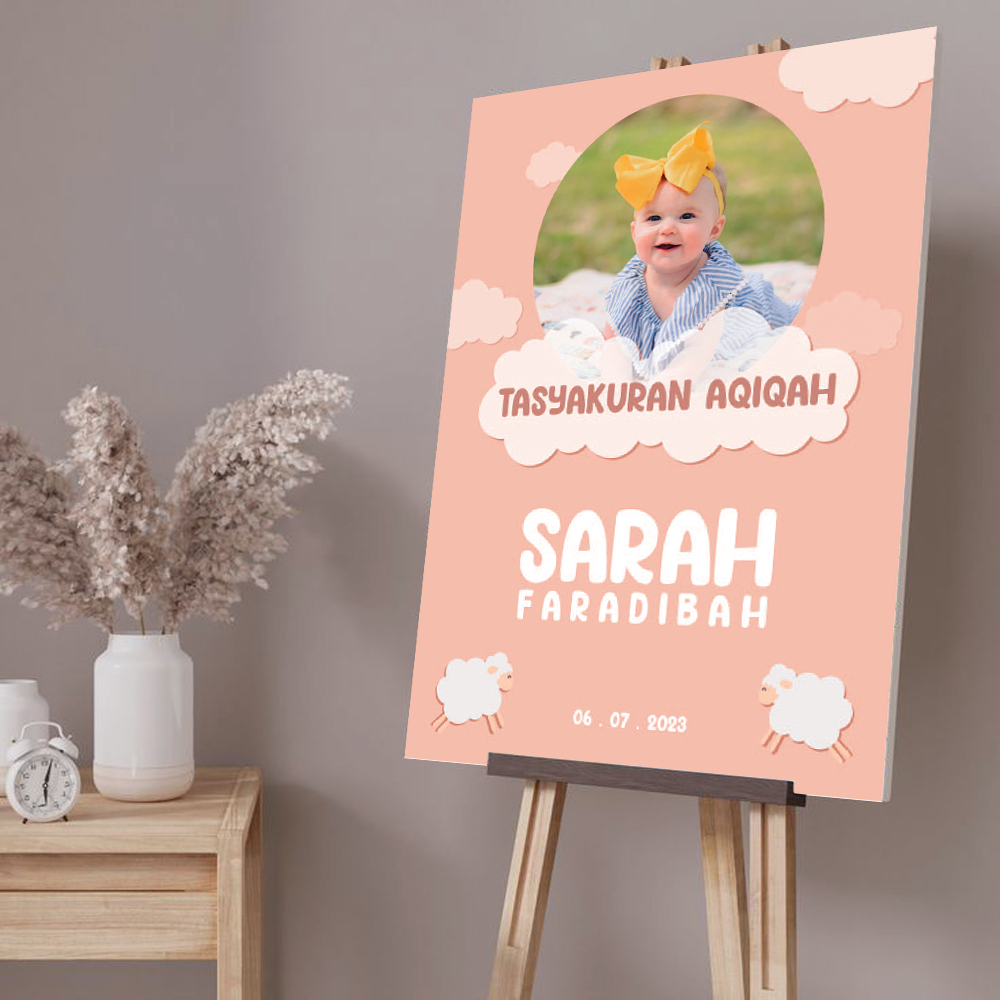Jual papan welcome baby sign aqiqah khitan dekorasi tasyakuran standing