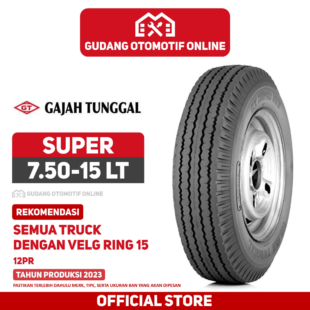 Jual BAN TRUK BAN GAJAH TUNGGAL GT SUPER 750 15 - BAN TRUCK TRUK 7.50 ...