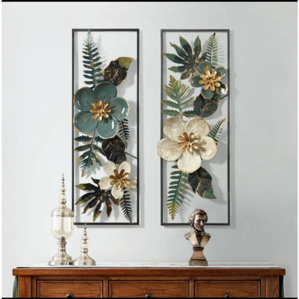 Jual ALMAHERA PROJECT Walldecor frame besi size 85x30 cm Model Bunga ...