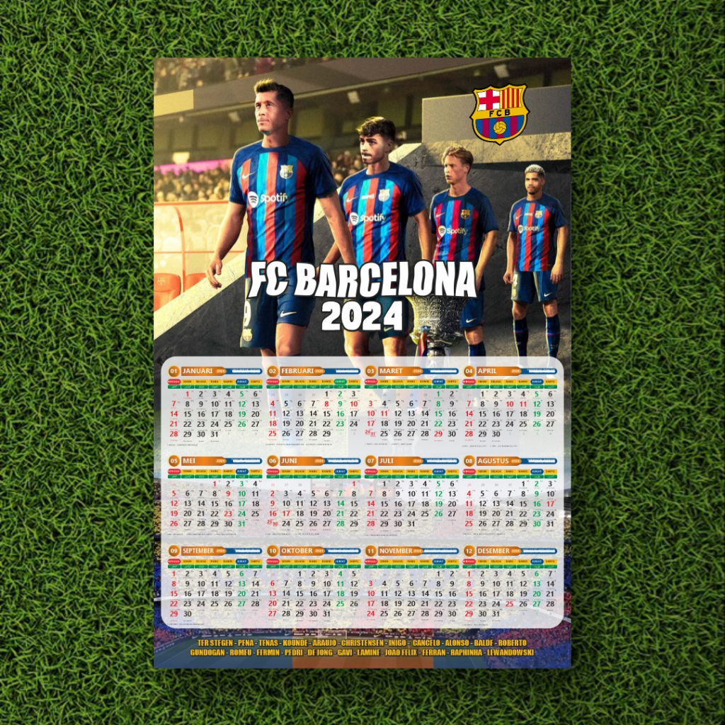 Jual Kalender 2024 BARCELONA Siap Cantol Kalender Bola BARCA Shopee