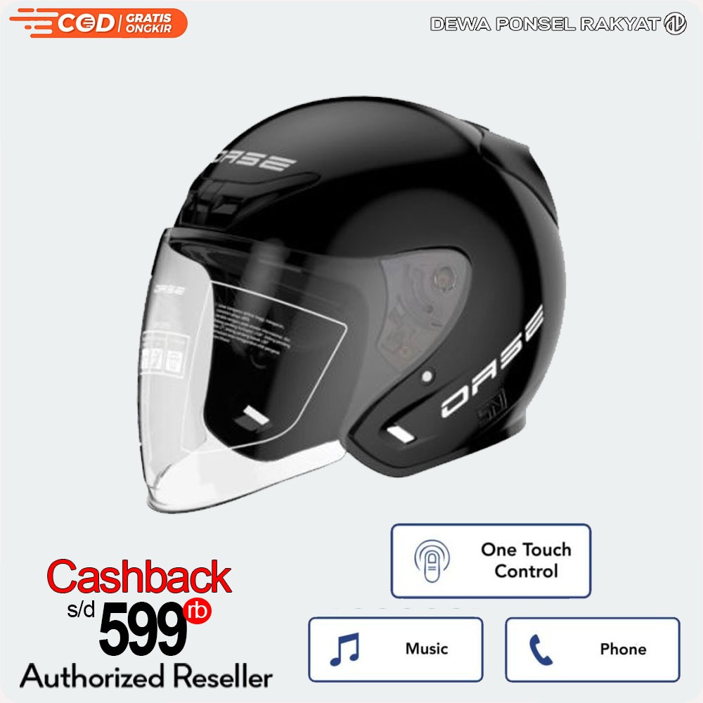 Jual Oase Rider Helm Half Face Bluetooth 5.0 Putar Lagu Panggilan Micro ...
