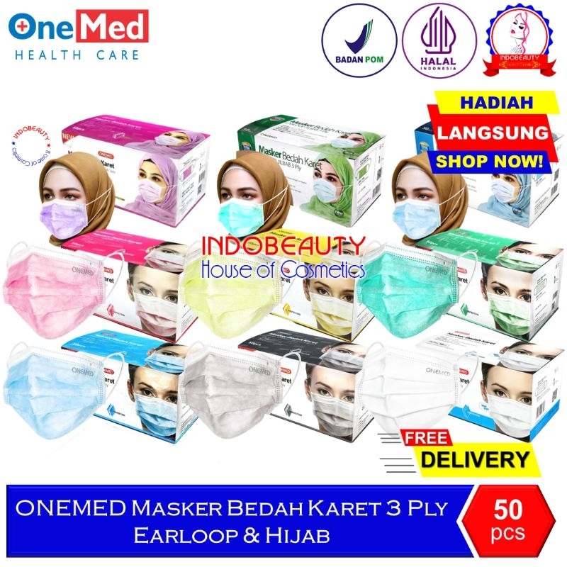 Jual ONEMED Medical Face Mask Masker Karet Medis Bedah 3 Ply Earloop ...