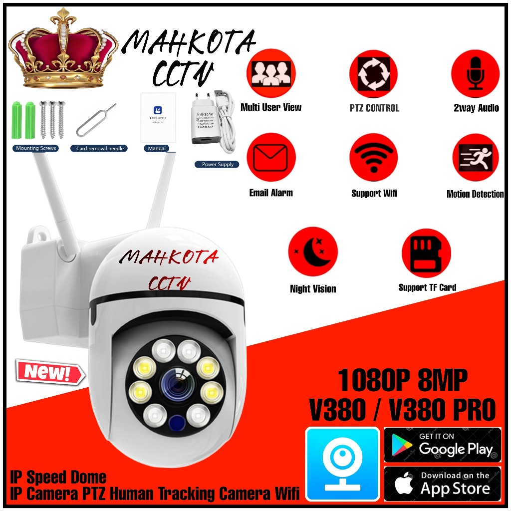 Jual IP CAMERA CCTV HUMAN AUTO TRACKING APP V380 8MP 1080P HD CCTV ...