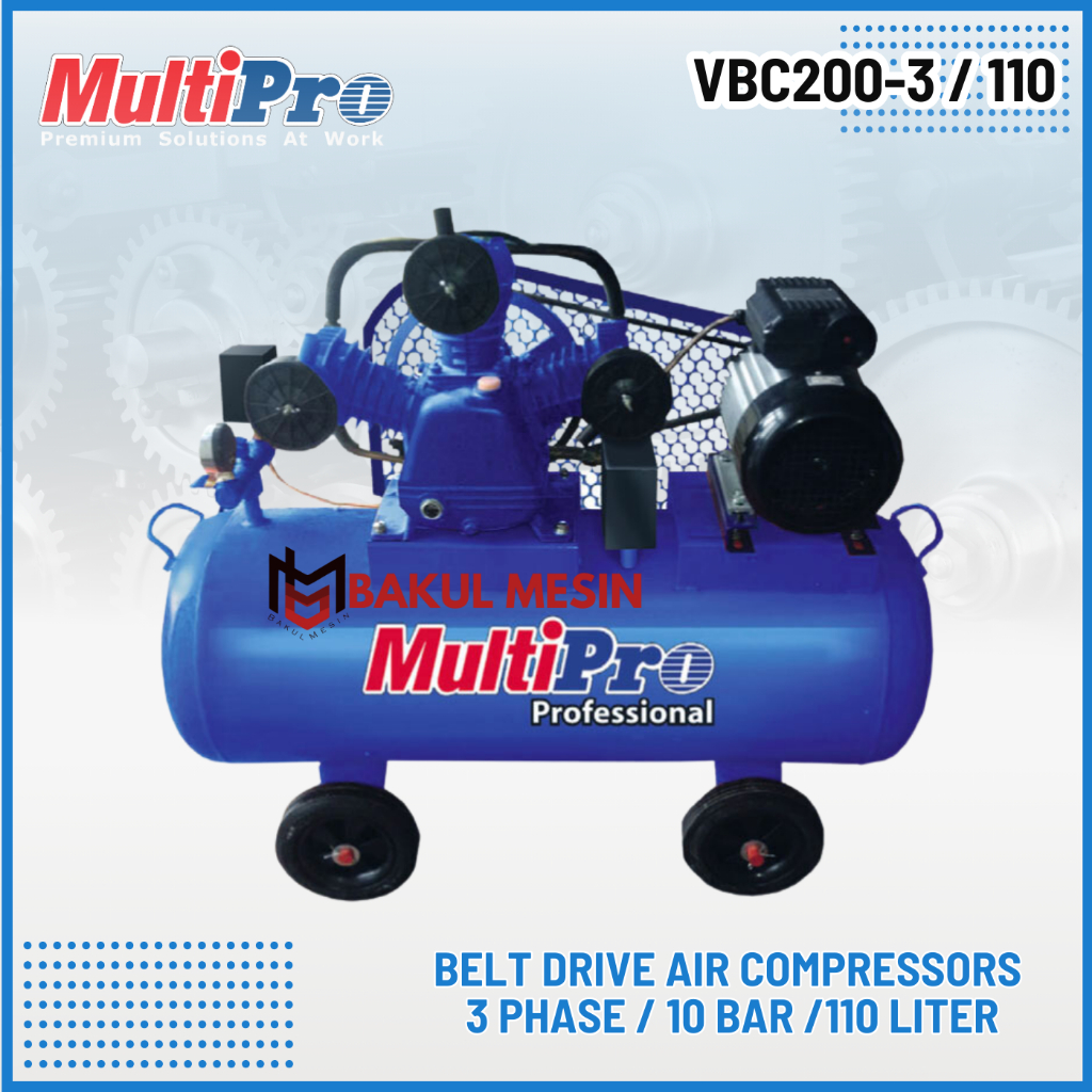 Jual MULTIPRO VBC 200-3-110 HS Belt Drive Air Kompresor 10 BAR 3 Phase ...