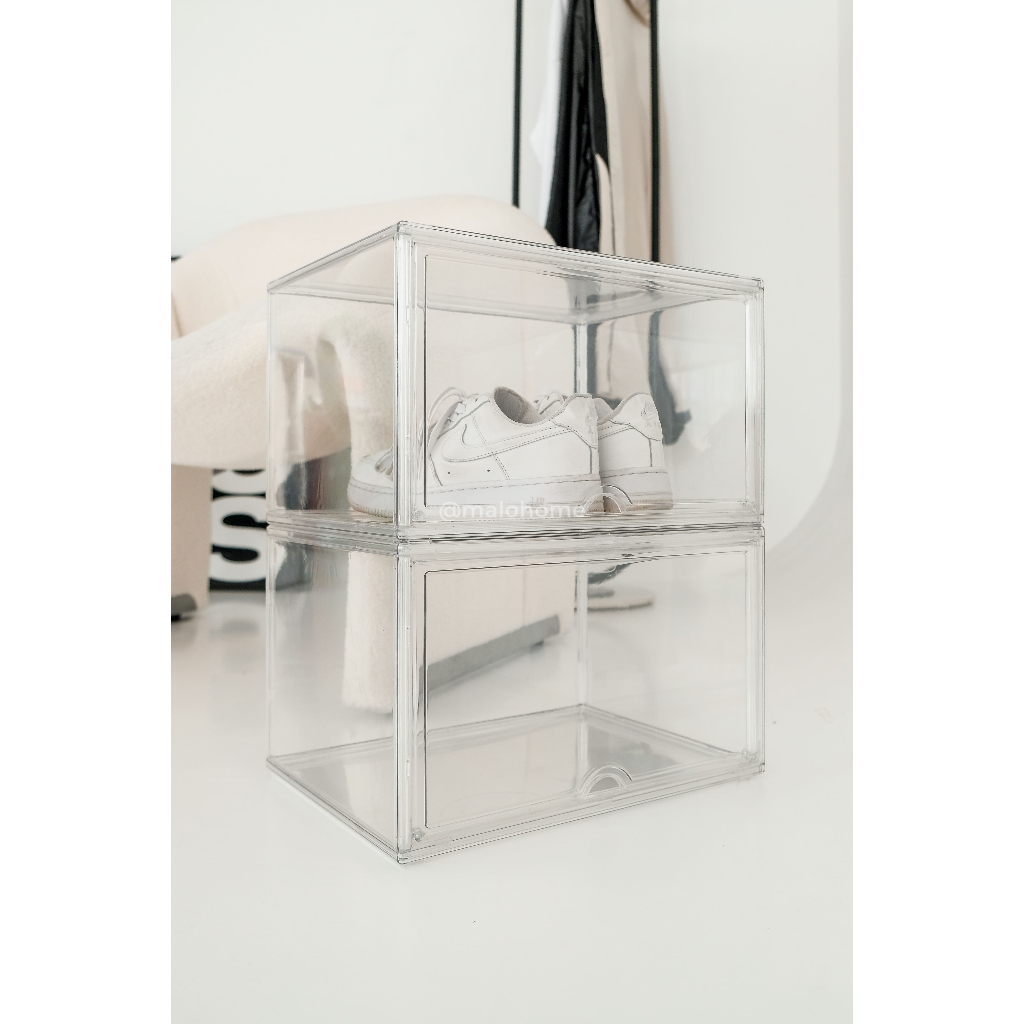 Jual MALOHOME - TASSO Shoe Box Full Arcylic Clear Transparent Kotak ...