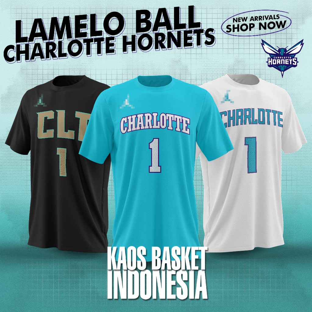 Jual Baju Basket Pria Wanita NBA T Shirt Basket Kaos Charlotte Hornets ...