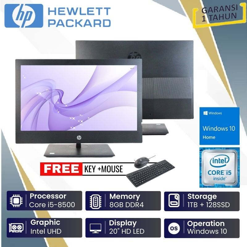 HP ProOne 400 G4 AIO 20″ – I5 8500T, 16GB RAM, 240GB SSD, Win 11 Pro (per Pezzi/non Funzionante)