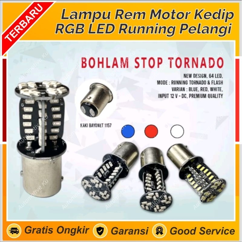Jual LAMPU REM MOBIL MOTOR LED KEDIP BERPUTAR TORNADO RUNNING RGB ...