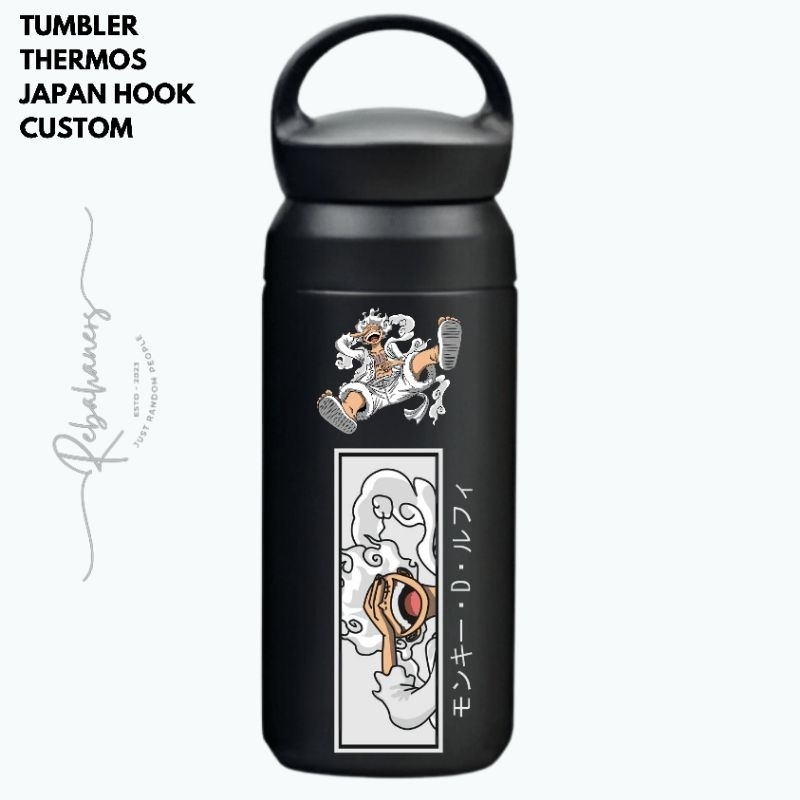 Jual Tumbler Thermos Japan Hook Hitam Custom Luffy Gear 5 Free Custom