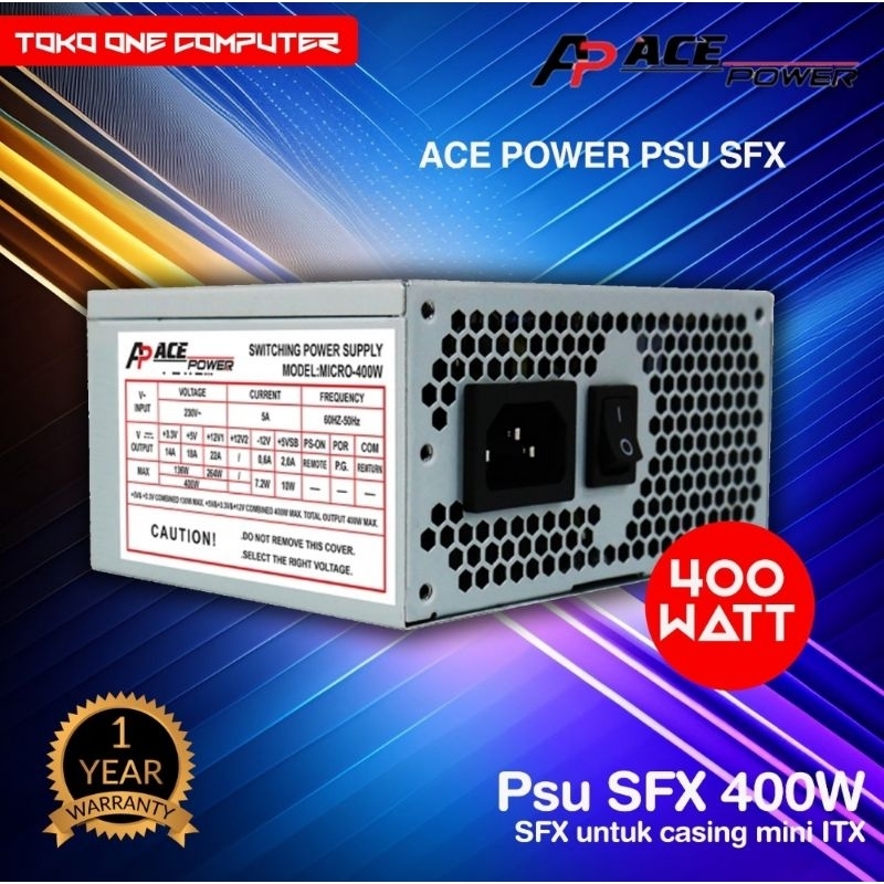 Jual PSU ACE POWER SFX 400W Mini ITX Power Supply Mini Itx 400w