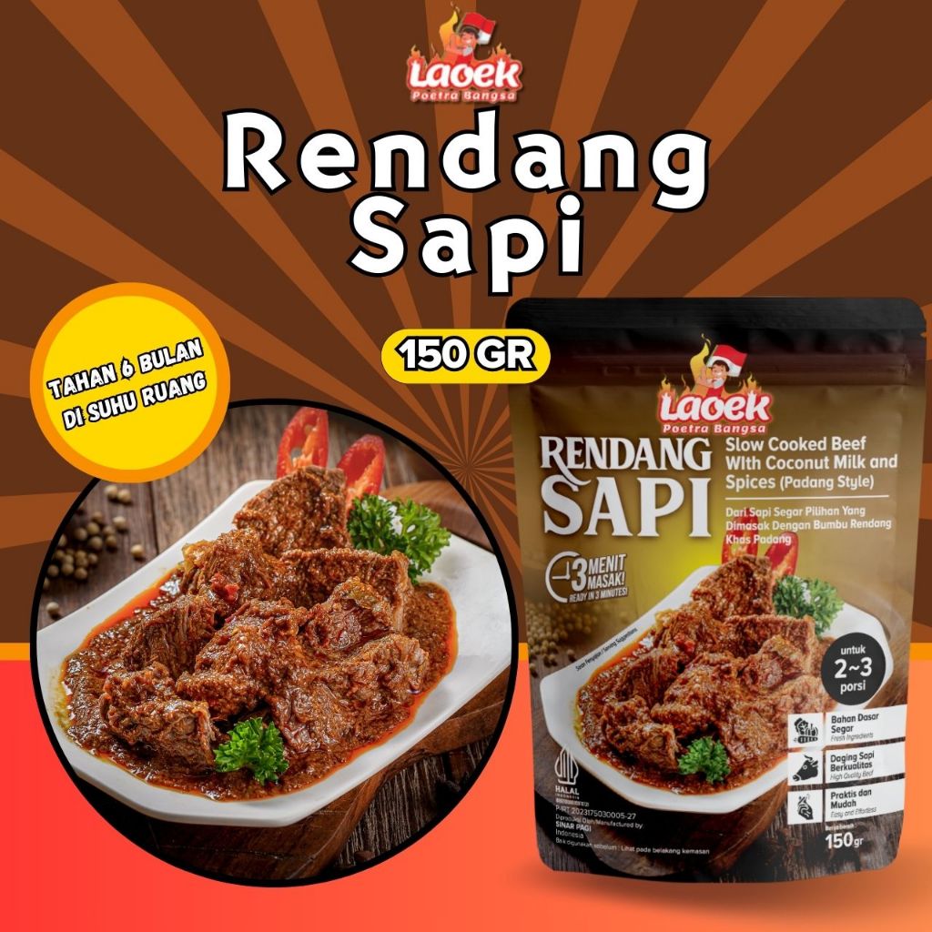 Jual Rendang Sapi Laoek Poetra Bangsa Lauk instan Siap Saji Siap Makan ...
