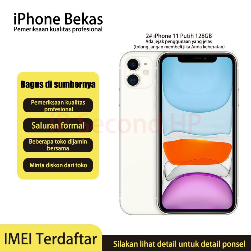 Jual Bekas IPhone 11 Putih 128GB BH 85%+ 2# Versi IMEI Tidak Terdaftar ...