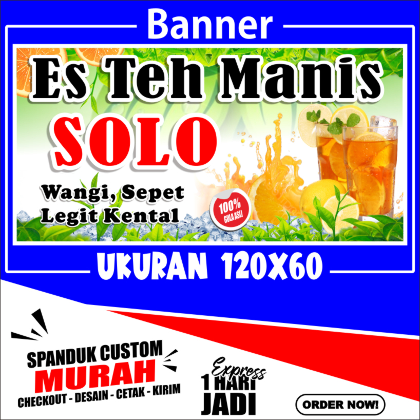 Jual SPANDUK ES TEH MANIS SOLO, BANNER ES TEH MANIS SOLO, UKURAN 120X60