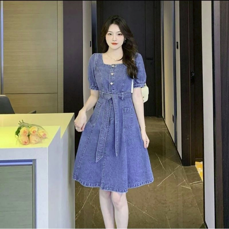 Denim dress clearance shopee