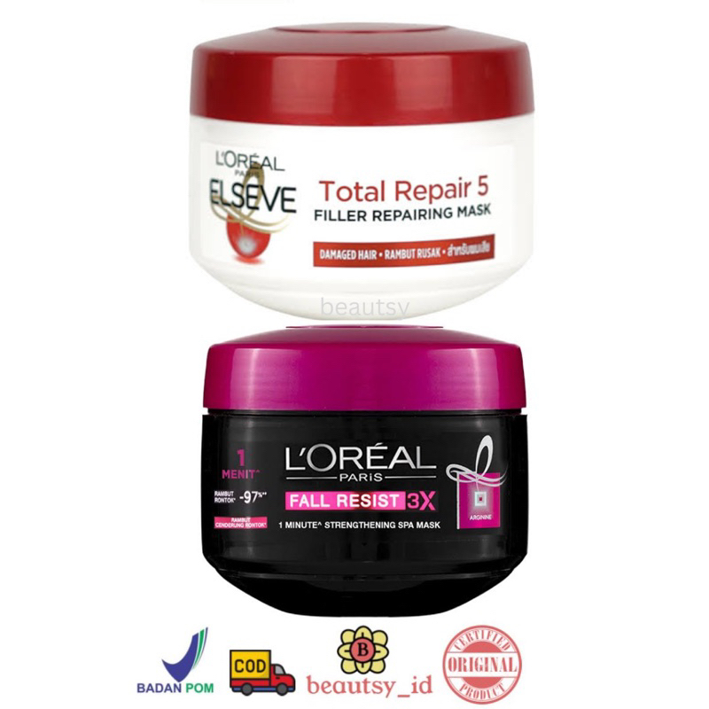 Jual Loreal Hair Mask 200ml Total Repair Fall Resist Original BPOM COD