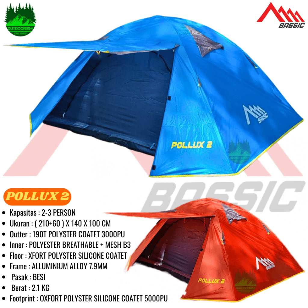 Jual Tenda Bassic Pollux 2p Tenda Bassic Pollux Ultralight 2p Alloy Tenda Camping Tenda 6082