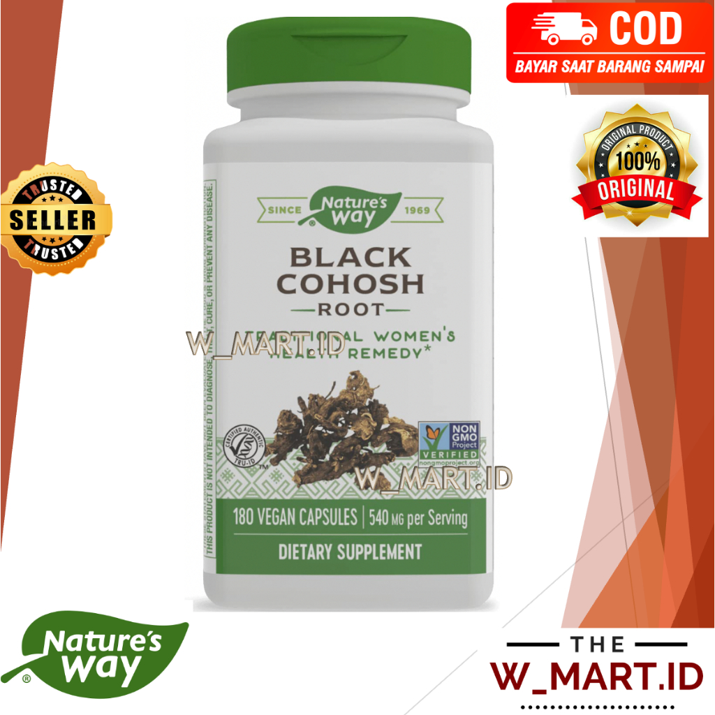 Jual NATURES WAY BLACK COHOSH 540 MG VEGAN CAPSULES MENOPAUSE REPACK