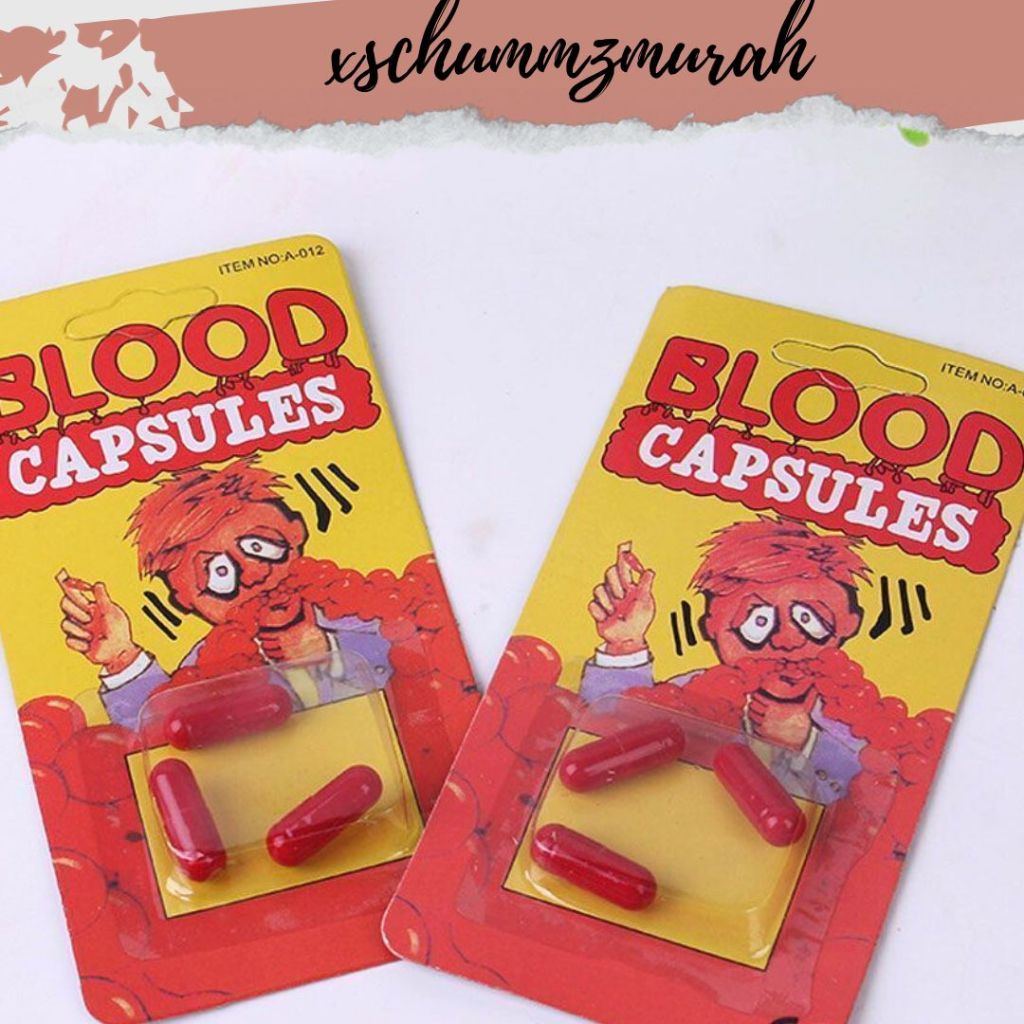 Jual 3 PCS fake blood capsule kapsul bubuk darah palsu halloween prank