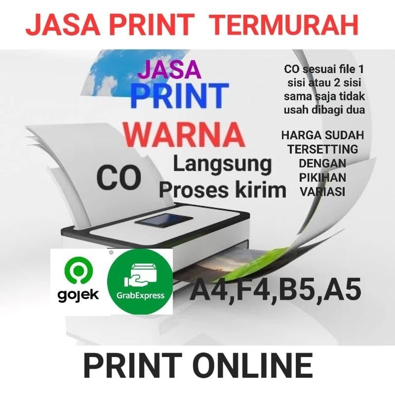 Jual PRINT Warna A4 80 GSM CEPAT TERMURAH, CETAK BUKU, MAKALAH ...