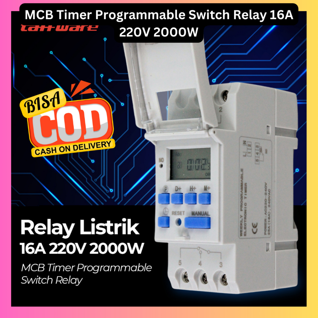 Jual MCB Timer Programmable Switch Relay 16A 220V 2000W | Shopee Indonesia