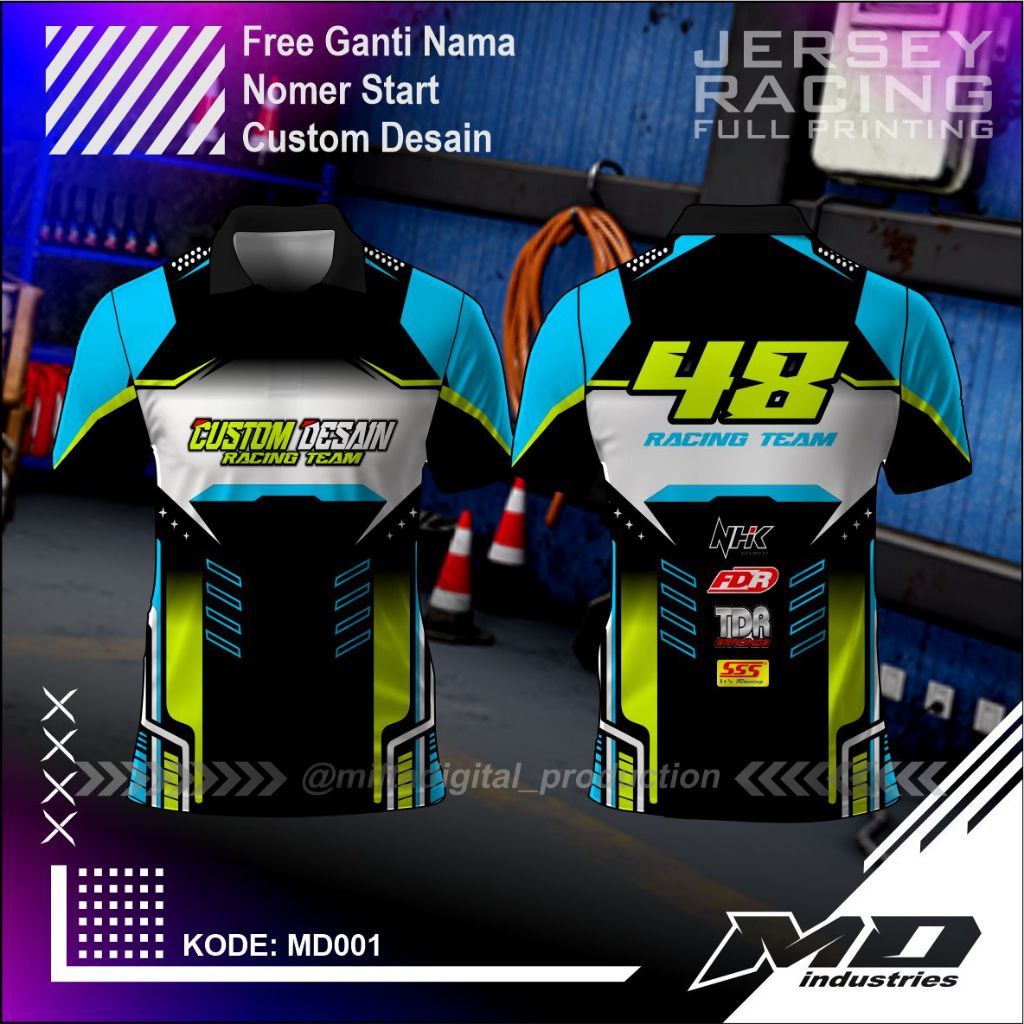 Jual Jersey Racing Kerah Keren Simple ( Custom Nama - Nomer ) | Shopee ...