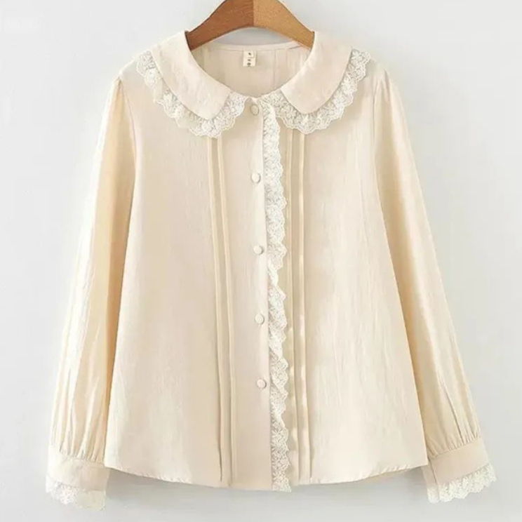 Jual Blouse Wanita Korean Style VOAL Top Blouse Renda Brukat Crinkle