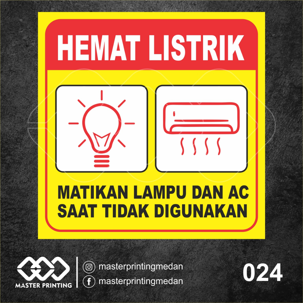 Jual 024 Stiker Hemat Listrik Matikan Lampu Dan Ac Saat Tidak