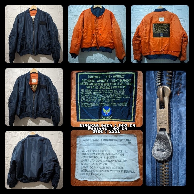 Jual Jaket Bomber Vintage Rare Reversible M1 Merk Avirex Second