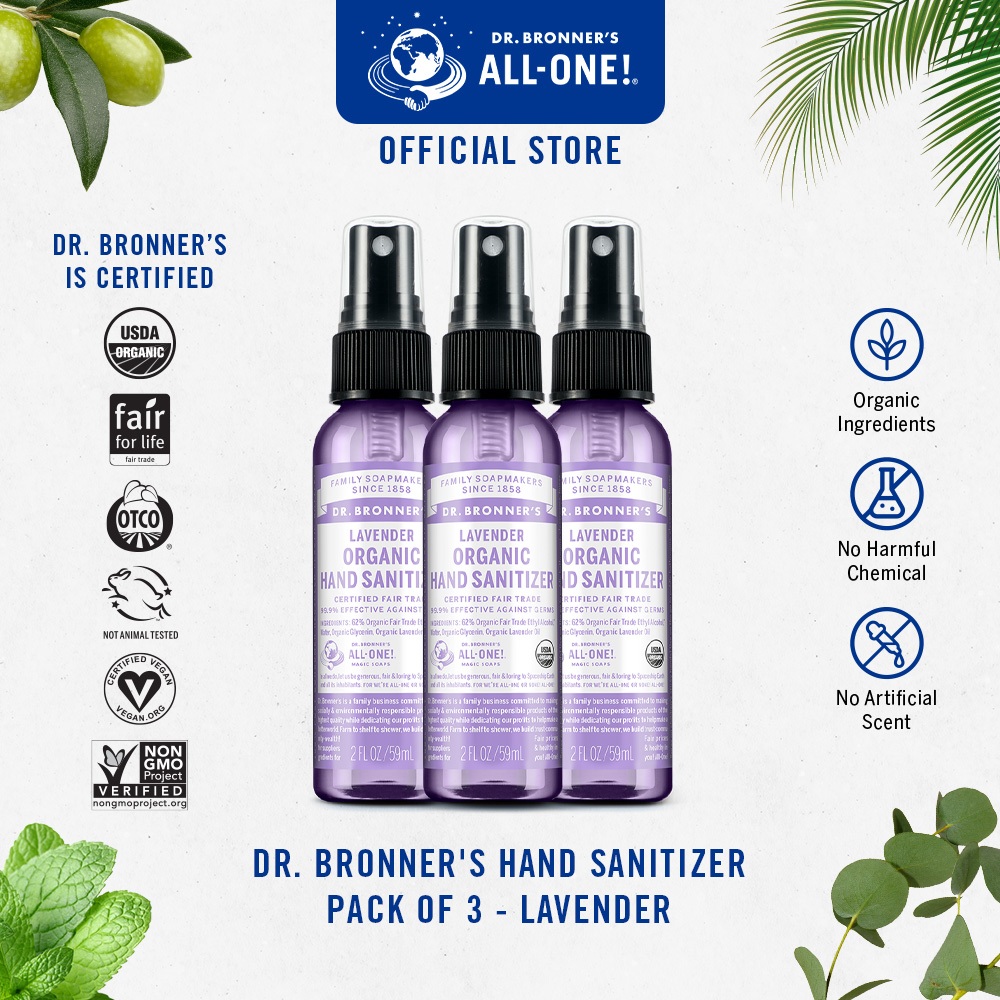 Jual Dr.Bronner's Hand Sanitizer Pack Of 3 Lavender Shopee Indonesia