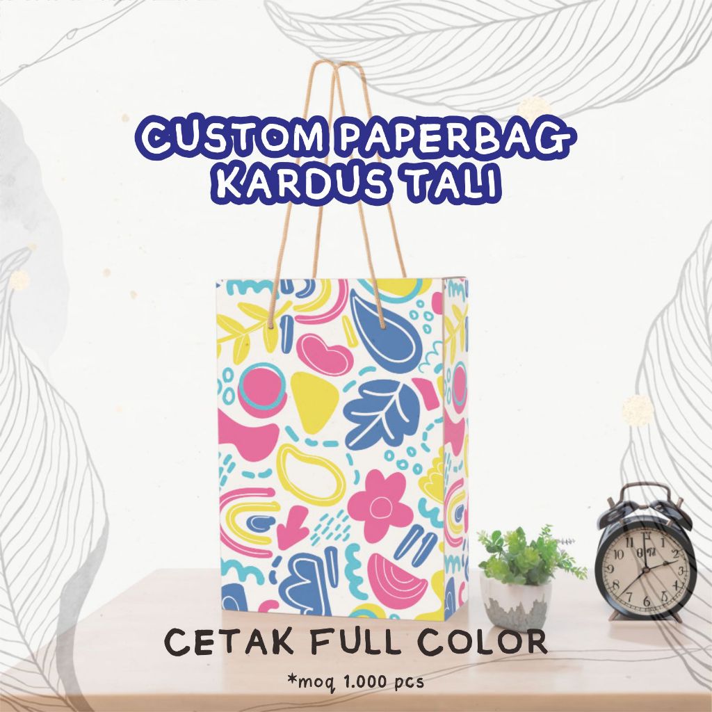 Jual Cetak Paperbag Kardus Tali Full Color Free Custom Desain Logo Uk