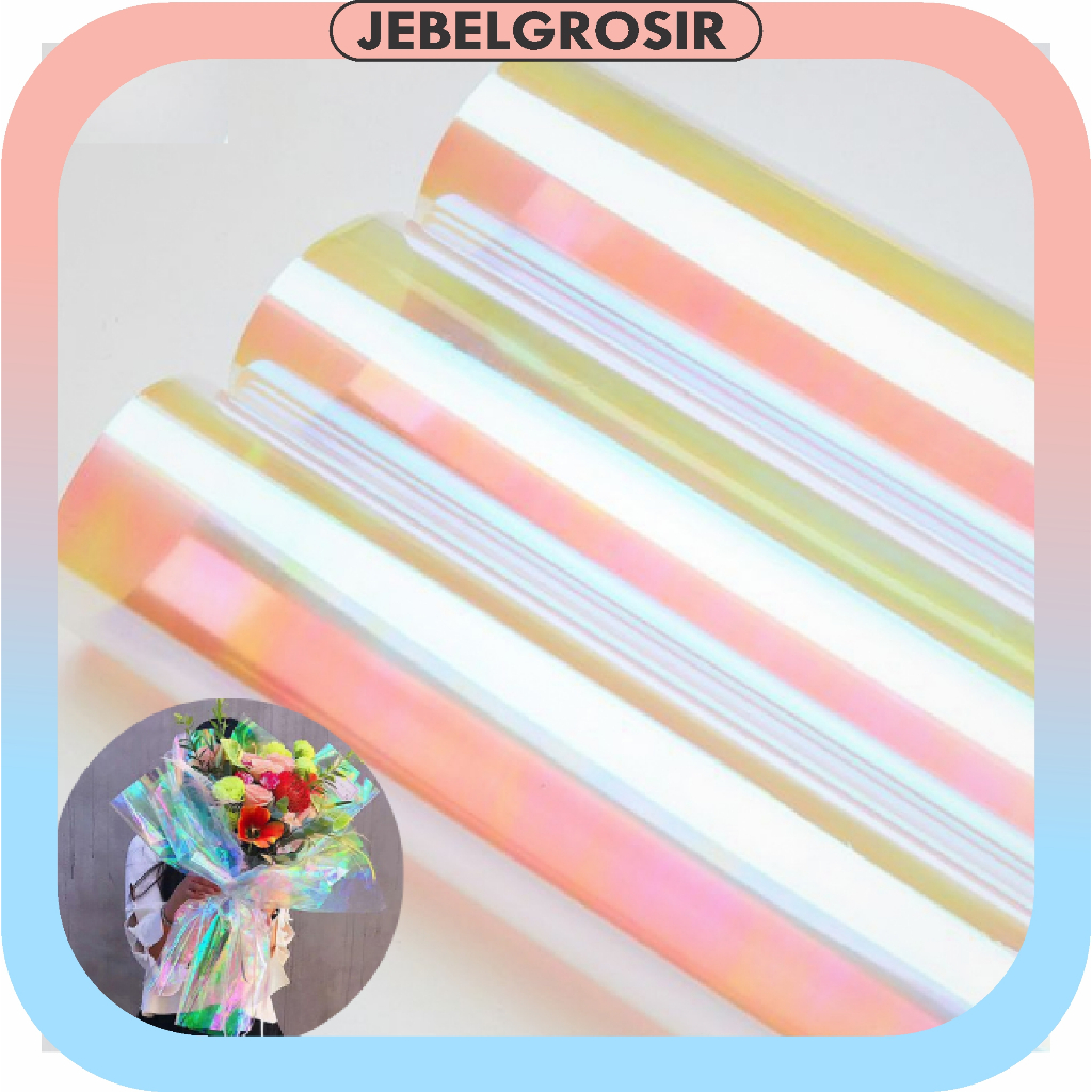 Jual Hologram Transparent Cellophane Flower Wrapping Paper Kertas Buket ...