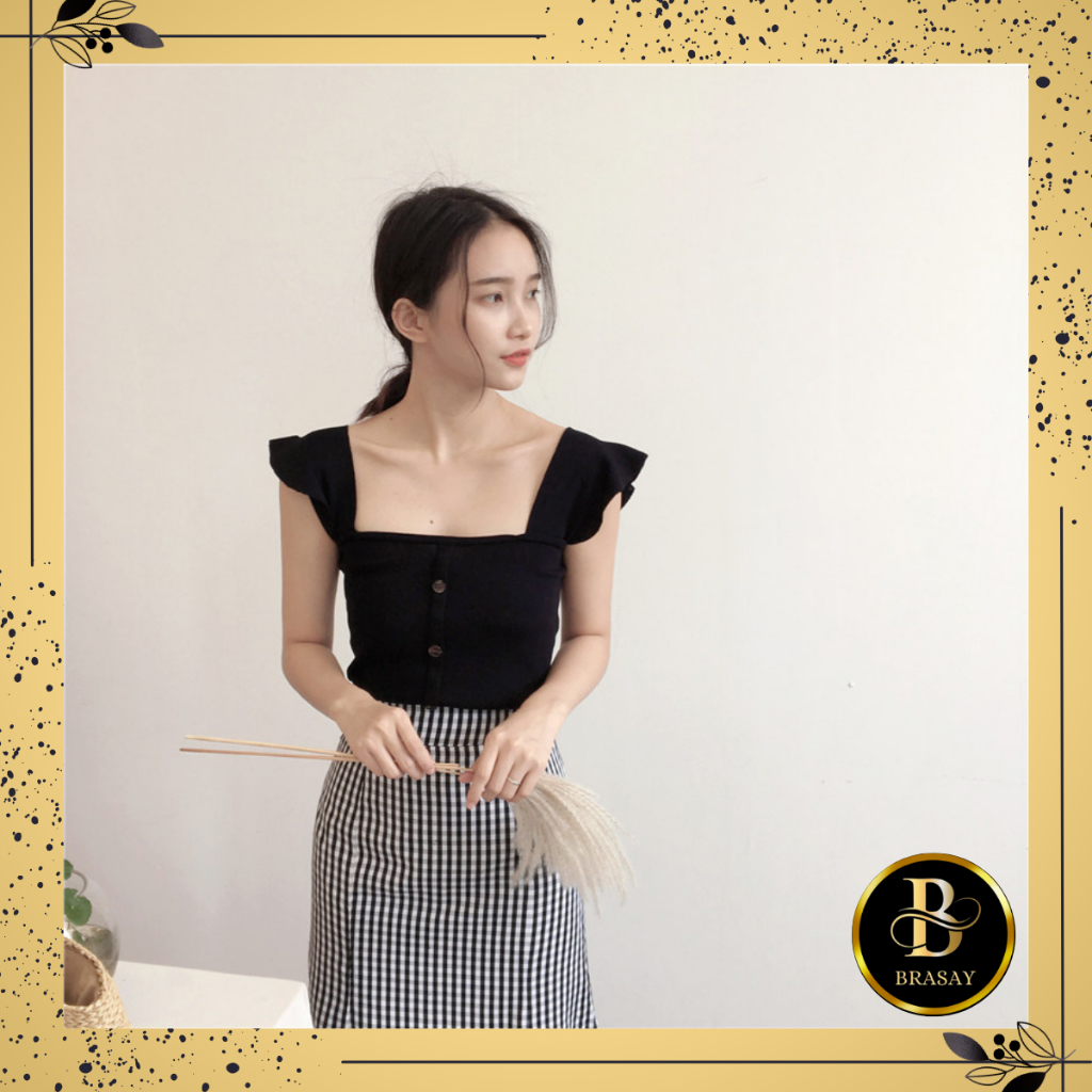 Jual Brasay Baju Rajut/Tank Top Wanita Square Neck Tank Top Style Korea ...