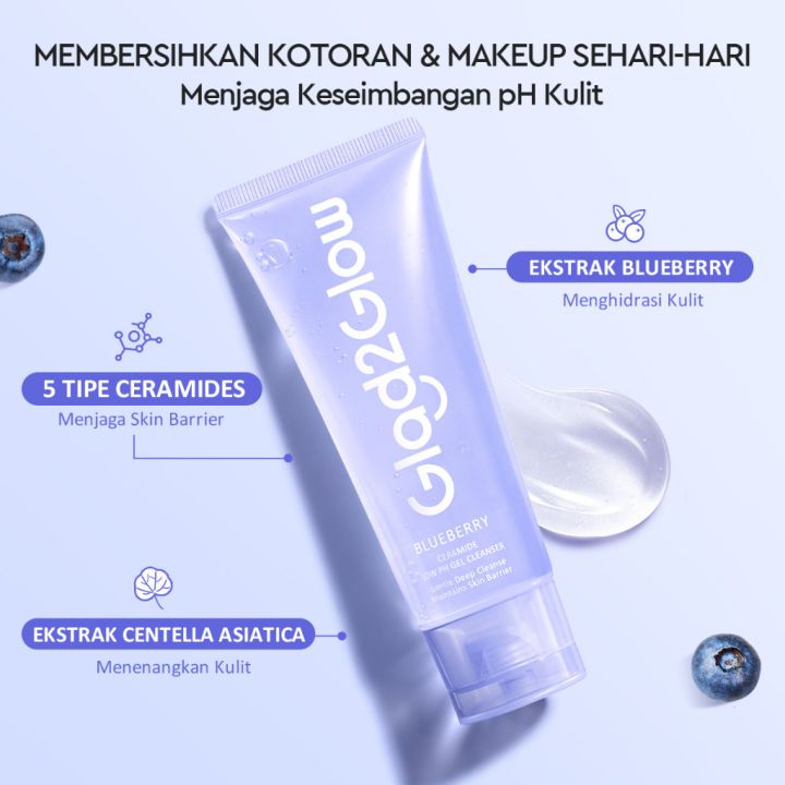 Jual Glad2Glow Low Ph Face Wash Cleanser GelBlueberry Ceramide Sabun