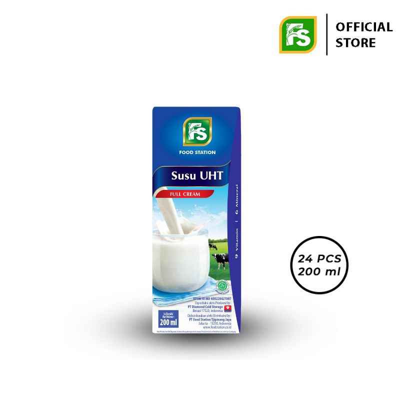 Jual Susu FULL CREAM UHT rasa FULL CREAM food station 200ml per BOX ...