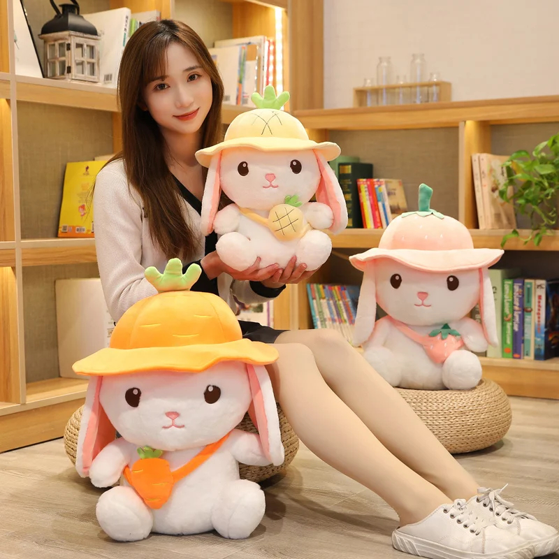 Jual Boneka Kelinci Telinga Panjang Pakai Topi Rabbit Plush Doll Fruit ...