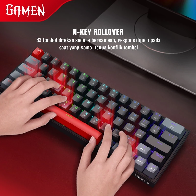 Keyboard Gaming Mechanical GAMEN Titan 5: Ringkas, RGB, dan Hot-Swappable