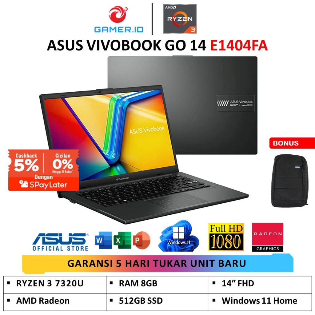 Jual Asus Vivobook Go 14 E1404fa Ryzen 3 7320u 8gb 512gb Ssd Win11 Ohs 14 Fhd Blacksilver 7323