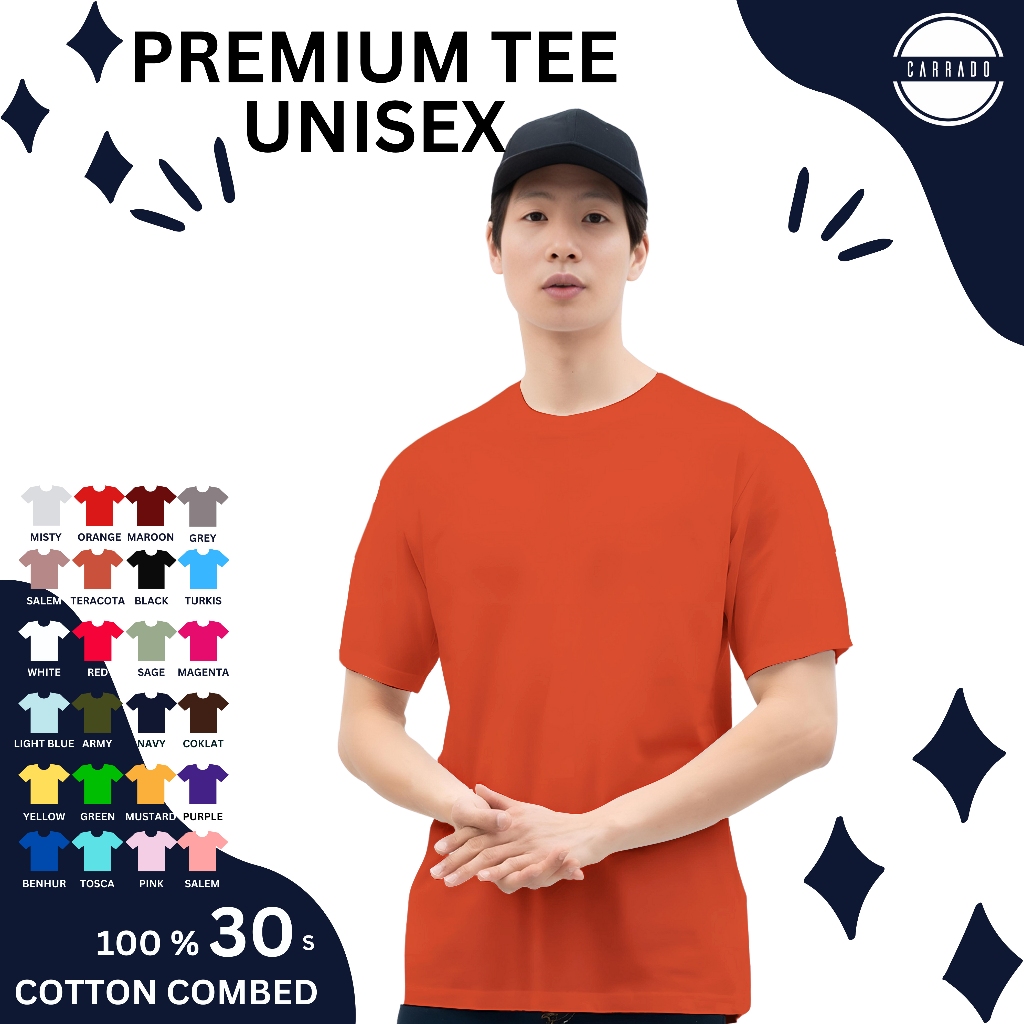 Jual KAOS POLOS PRIA COTTON COMBED 3OS 100 % COTTON PREMIUM | Shopee ...