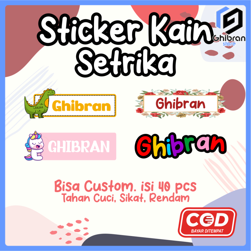 Jual Label Baju Custom Nama II Stiker Kain Setrika II Stiker Custom