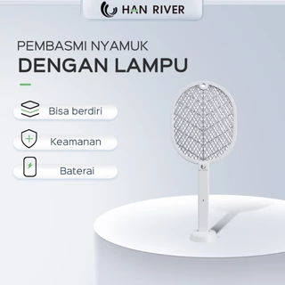 HAN RIVER Raket nyamuk 2 in 1 Mosquito killer HRDWP01WT putih(Dengan basis)