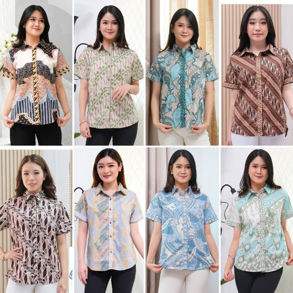 Jual Kemeja Batik Wanita Reg - JUMBO ME846 | Shopee Indonesia