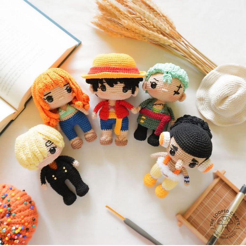 Jual Amigurumi Crochet Pattern Luffy One Piece Pola Boneka Rajut