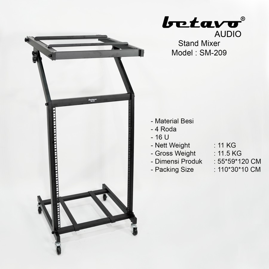 Jual Betavo SM 209 Rack 16u Stand Mixer Power Mic Wireless | Shopee ...