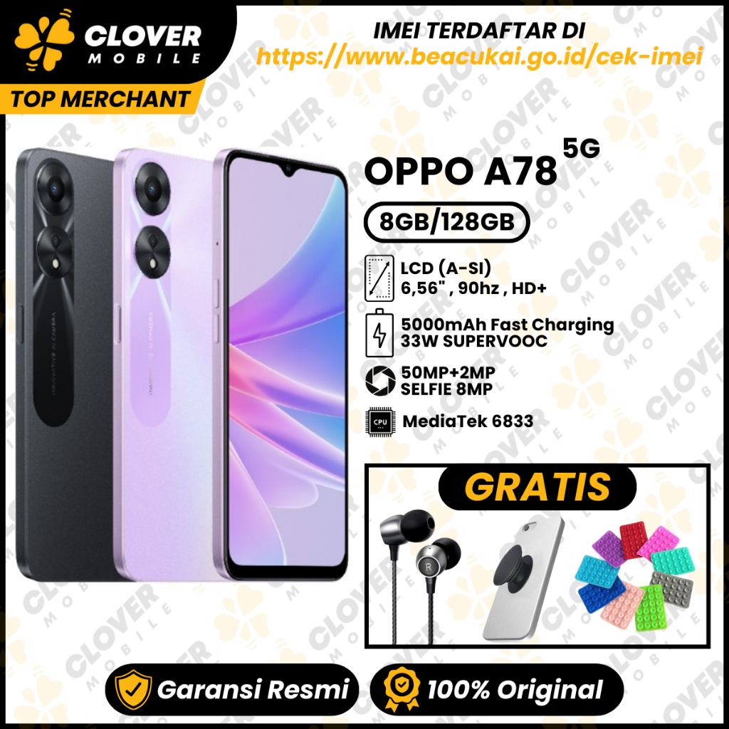 Jual OPPO A78 5G&4G 8GB/128GB Garansi Resmi 1 Tahun | Shopee Indonesia